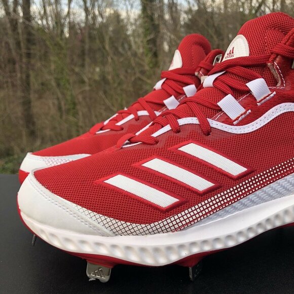 Adidas Icon 6‎ Bounce Mid Baseball Metal Cleats Red White FV9356 Men's Size 8. - Picture 3 of 11